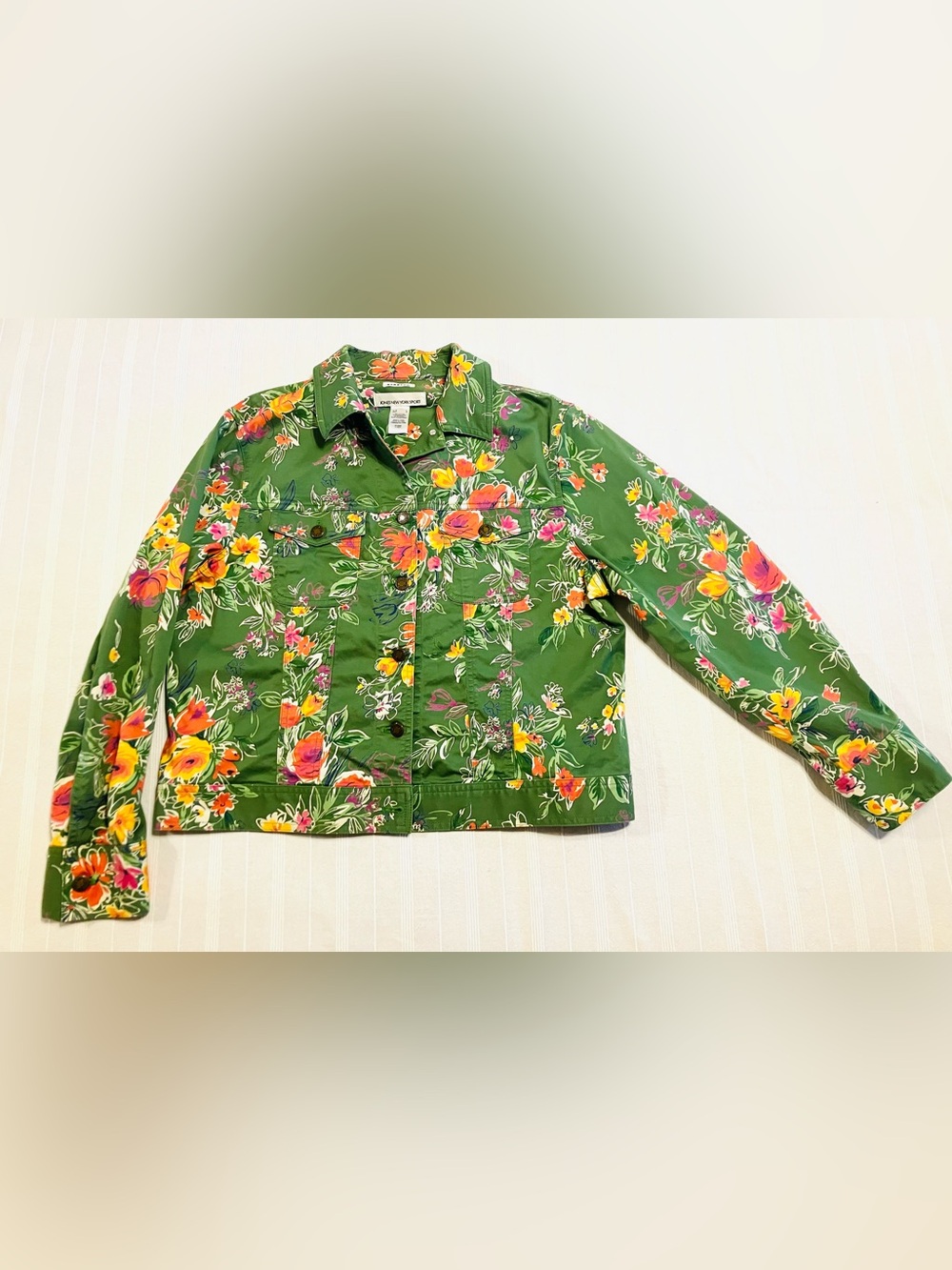 Jones New York Sport Green Floral Stretch Jacket - Size L